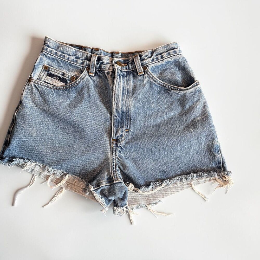 Diamond Gusset Vintage High Rise Cutoff Denim Shorts Size 6 28 Waist